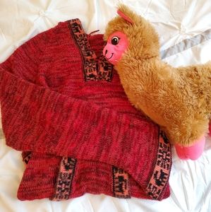 unique vintage tribal print hooded poncho sweater